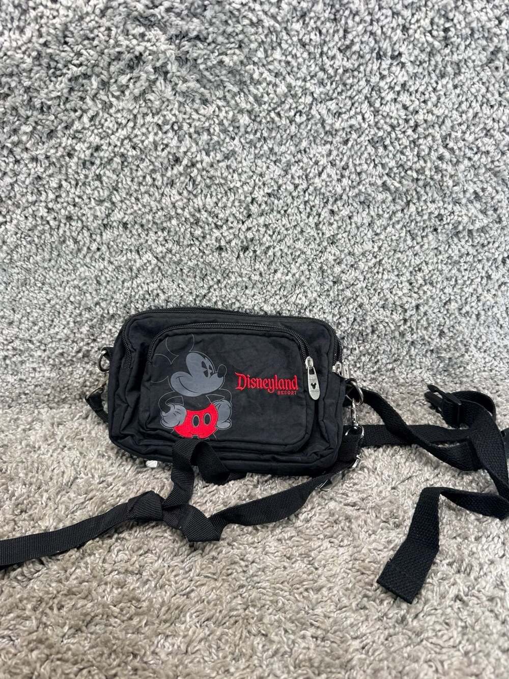 Disneyland Resort Mickey Mouse Black Nylon Crossbody Waist Bag